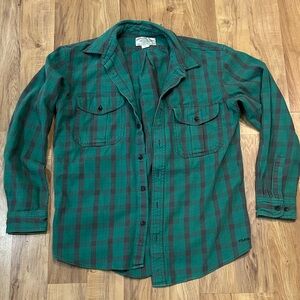 Filson Teal and Brown Plaid Shirt